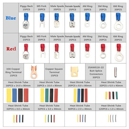 350pc Cold Crimping Terminal & 328pc Heat Shrinkable Tube Cable Repair Kit (678pc) - DealBuddy