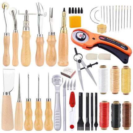 53 pce Leather Craft Tool Set for Stitching and Punching - DealBuddy