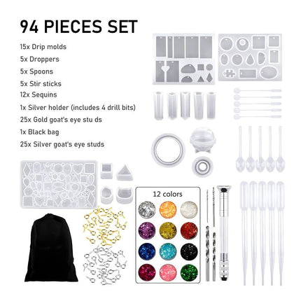 94 Piece Resin Molds Silicone DIY Jewelry Making Kit - DealBuddy